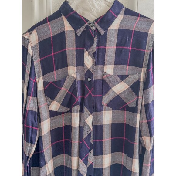 Sandra Ingrish Hunter Plaid Long-sleeve Button-down Shirt Women Blue M - Picture 6 of 13